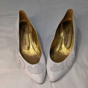 Charles Jourdan by Berardon Pucci Leather White Heels Size 40
